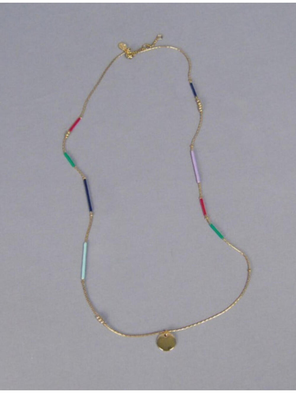 LOFT Women's Multicolor Tube Bead Gold Coin Pendant Necklace NWOT Boho Delicate